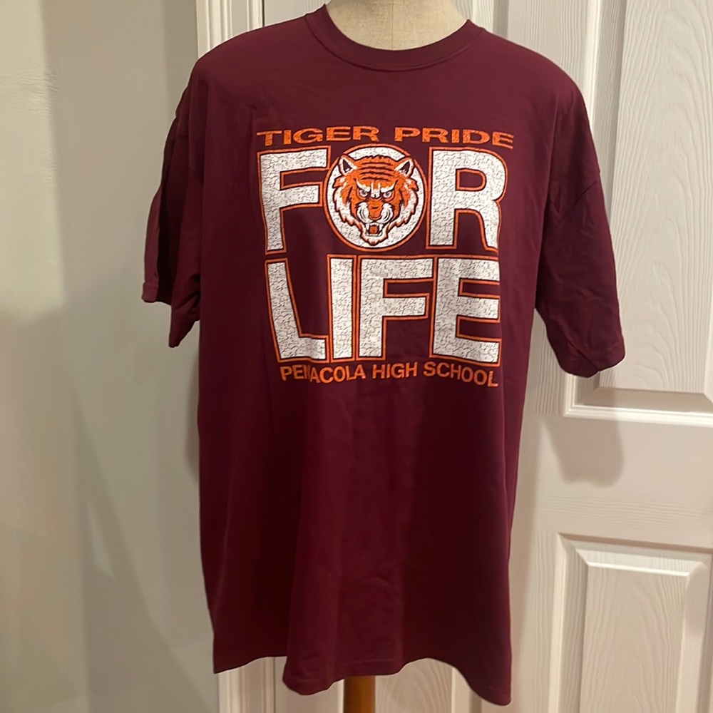 Tiger pride for life T-shirt burgundy adult extra large XL Pensacola high school